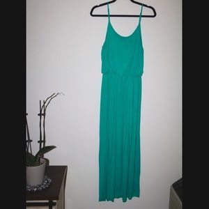 Spaghetti strap teal maxi dress